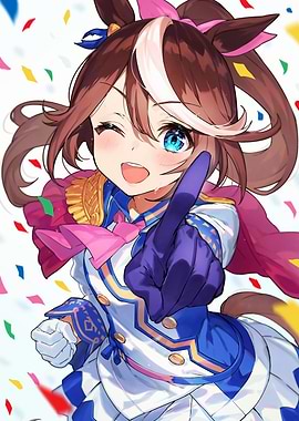 Anime Girl with Horse Ears Wink