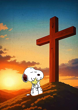 Snoopy and Woodstock at the Cross