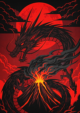 Dragon and Volcano Red