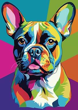 Colorful French Bulldog Pop Art Portrait