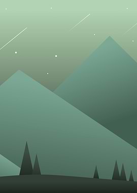 Minimalist Mountain Landscape with Stars