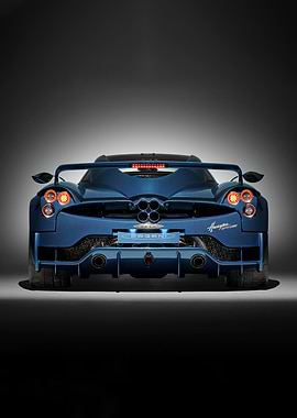 Blue Pagani Huayra Supercar Rear View