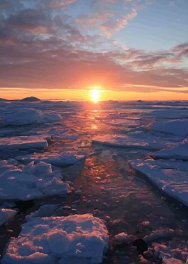Arctic Sunset Over Ice Floes