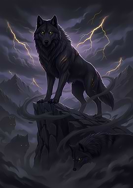 Alpha Wolf – Dark Fantasy Shadow King Illustration