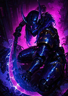 Cyberpunk Samurai Warrior with Energy Blade