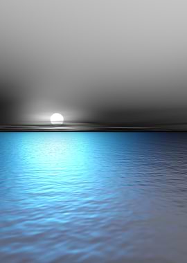 Blue Ocean and Grey Sky