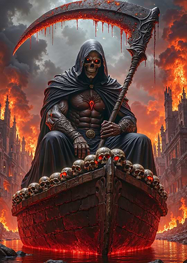 Grim Reaper on Skull Boat