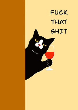 Sarcastic Cat with Wine