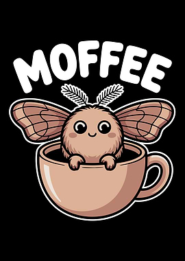 Moffee: Cute Moth in Coffee Cup