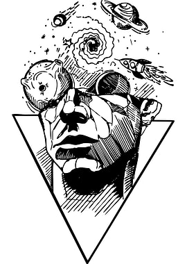 Space Dreams Ink Drawing