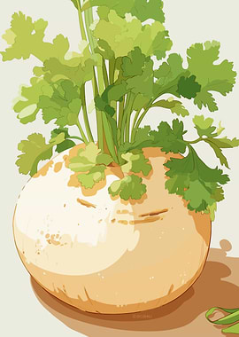 Turnip with Greens Illustration