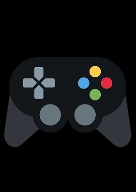 Gaming Controller Icon on Black Background Emoji