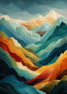 Colorful Mountain Range Painting