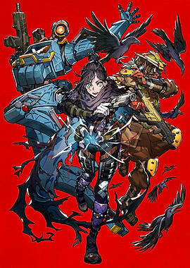 Apex Legends characters on red background