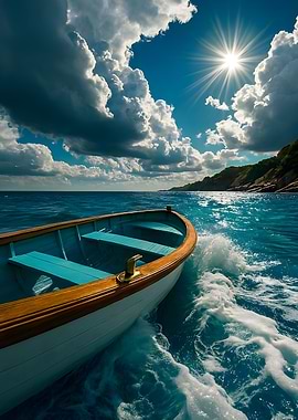 Boat on the water under sunlight