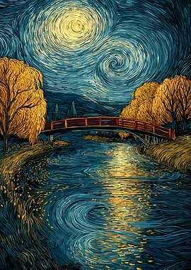 Starry Night Inspired Landscape Painting