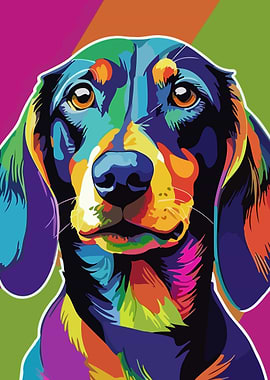 Colorful Dachshund Pop Art Portrait