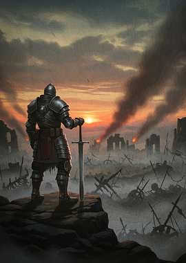 Knight battlefield sunset