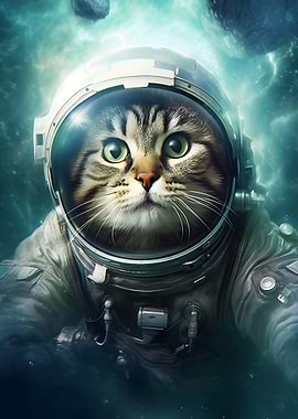 Astronaut Cat in Space