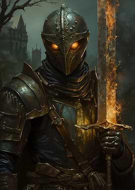 Dark Knight with Flaming Sword
