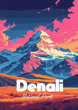 Denali National Park Colorful Landscape Poster