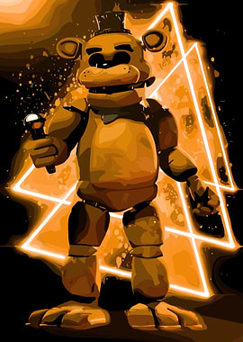 Golden Freddy with Glowing Triangles