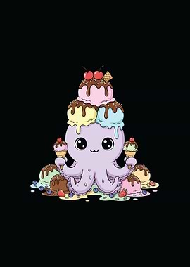 Cute Octopus with Ice Cream