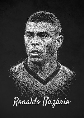 Ronaldo Nazário Portrait Scribble Art