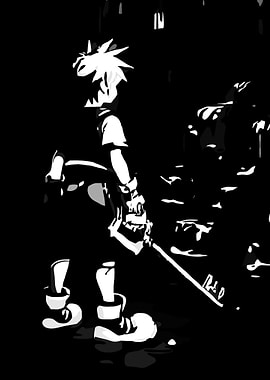 Kingdom Hearts Sora Black and White