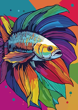 Colorful Betta Fish Digital Art