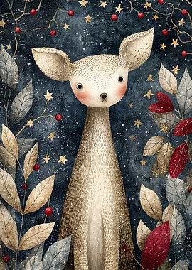 Cute Deer in Winter Wonderland