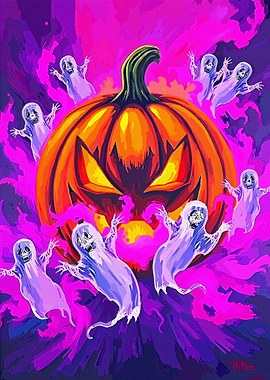 Halloween Pumpkin with Ghosts