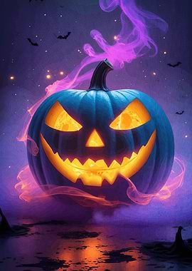 Halloween Pumpkin Purple Smoke