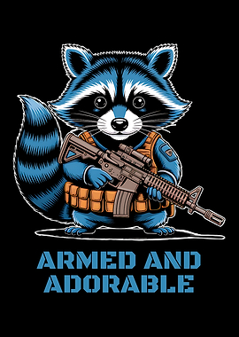 Armed and Adorable Raccoon Illustration