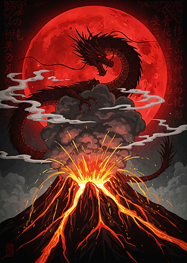 Dragon Volcano Red Moon