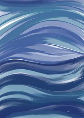 Abstract Blue Waves Painting