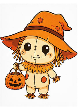 Cute Halloween Scarecrow with Pumpkin