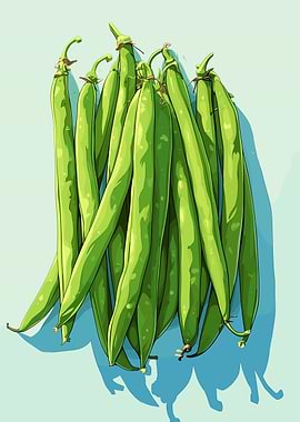 Green Beans Still Life Illustration