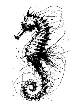 Seahorse Ink Sketch