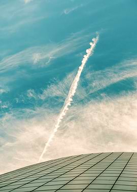 Sky with Contrail and Building