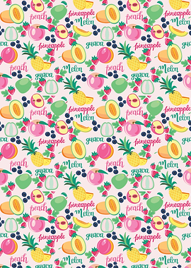 Colorful Fruit Pattern with Text