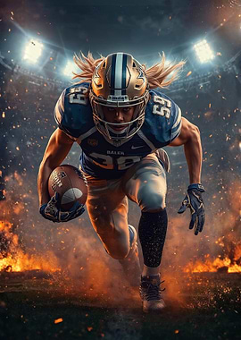American Football Player in Action