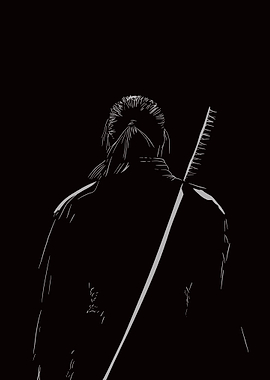 Samurai Back View Minimalist Art