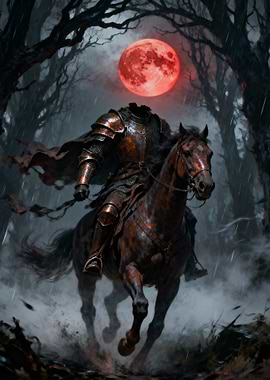 Headless Horseman under a Blood Moon