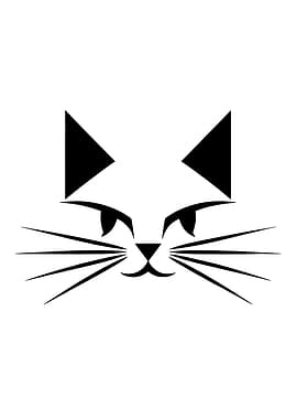 Minimalist Black and White Cat Portrait