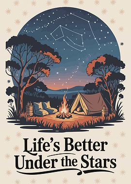 Camping Under the Stars Illustration