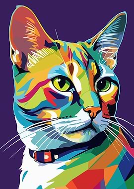Colorful European Shorthair Cat Portrait Pop Art