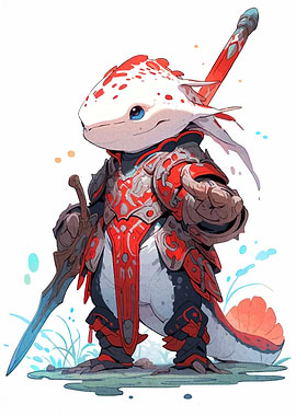 Axolotl Warrior in Red Armor