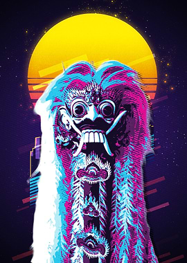 Balinese Leak Mask Retro Art