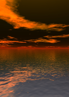 Fiery Sunset Over Water